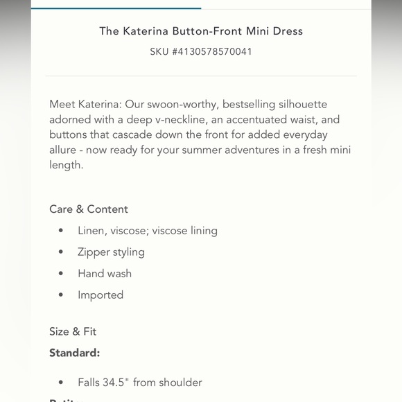 NWT the Katerina button front mini dress - Picture 3 of 5